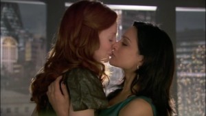 Lesbian Kiss, Olivia Grant and Archie Panjabi Lesbian Kiss