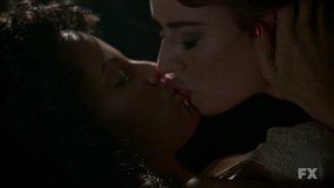 Alexandra Breckenridge and Mena Suvari Lesbian Scene, American Horror Story Watch Online Lesbian Media